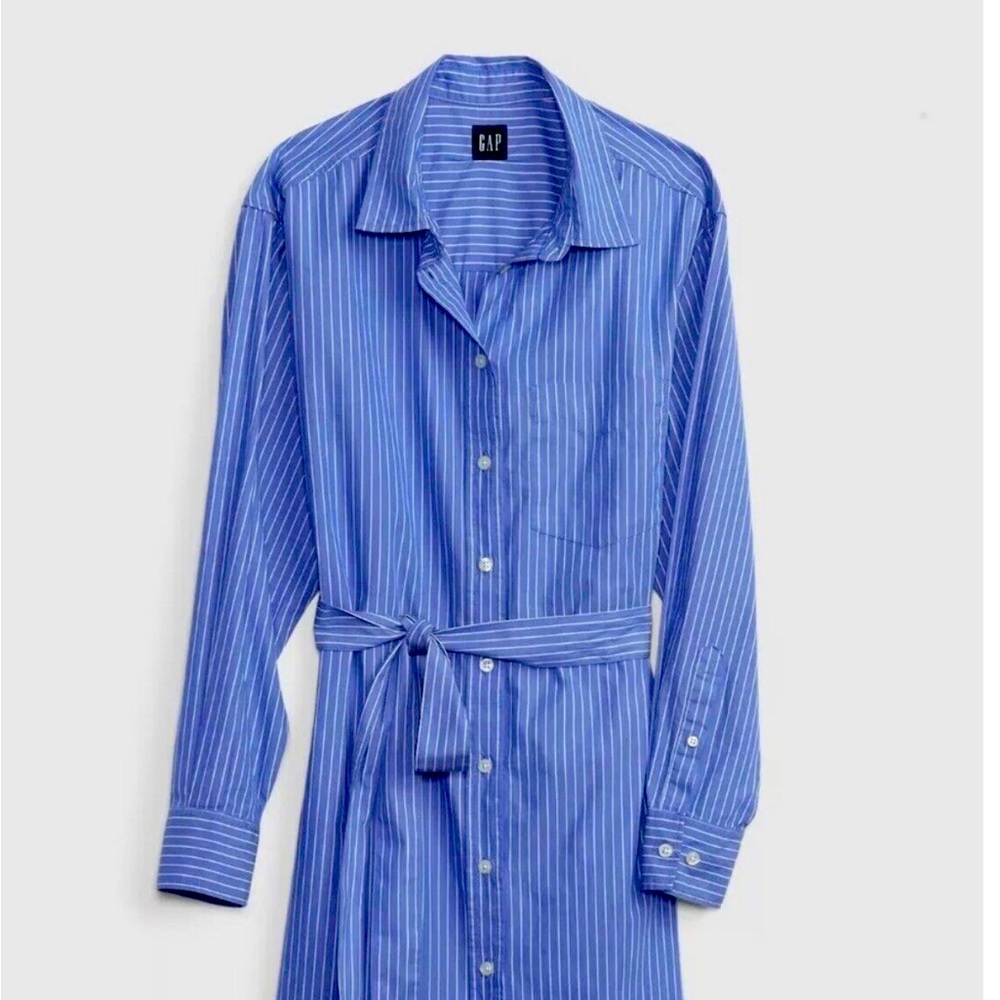 Gap Big shirt dress blue and white pinstripe. Size S.